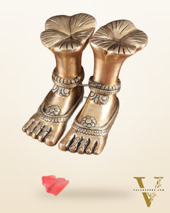 Pure Brass Goddess Lakshmi Charan (Holy Feet) Idol