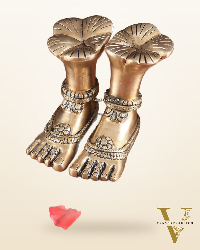 Pure Brass Goddess Lakshmi Charan (Holy Feet) Idol