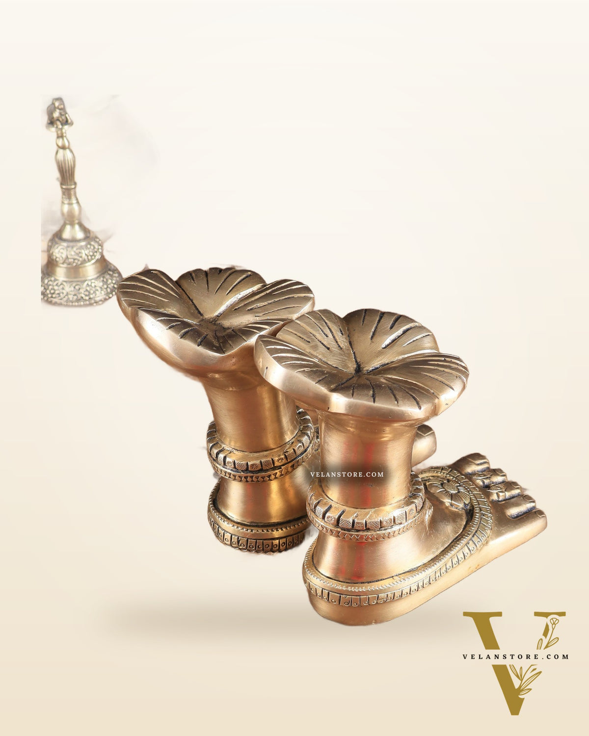 Pure Brass Goddess Lakshmi Charan (Holy Feet) Idol