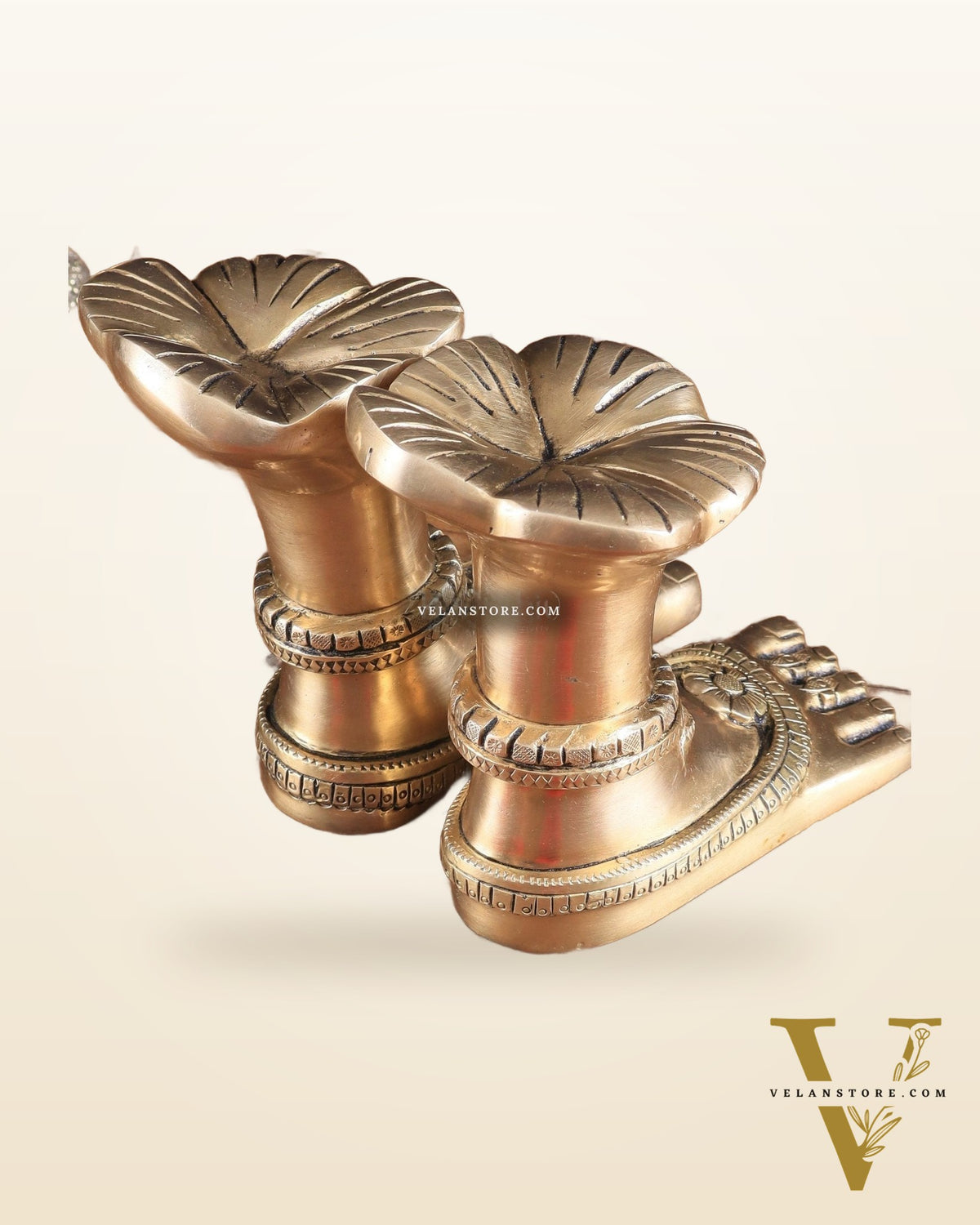 Pure Brass Goddess Lakshmi Charan (Holy Feet) Idol