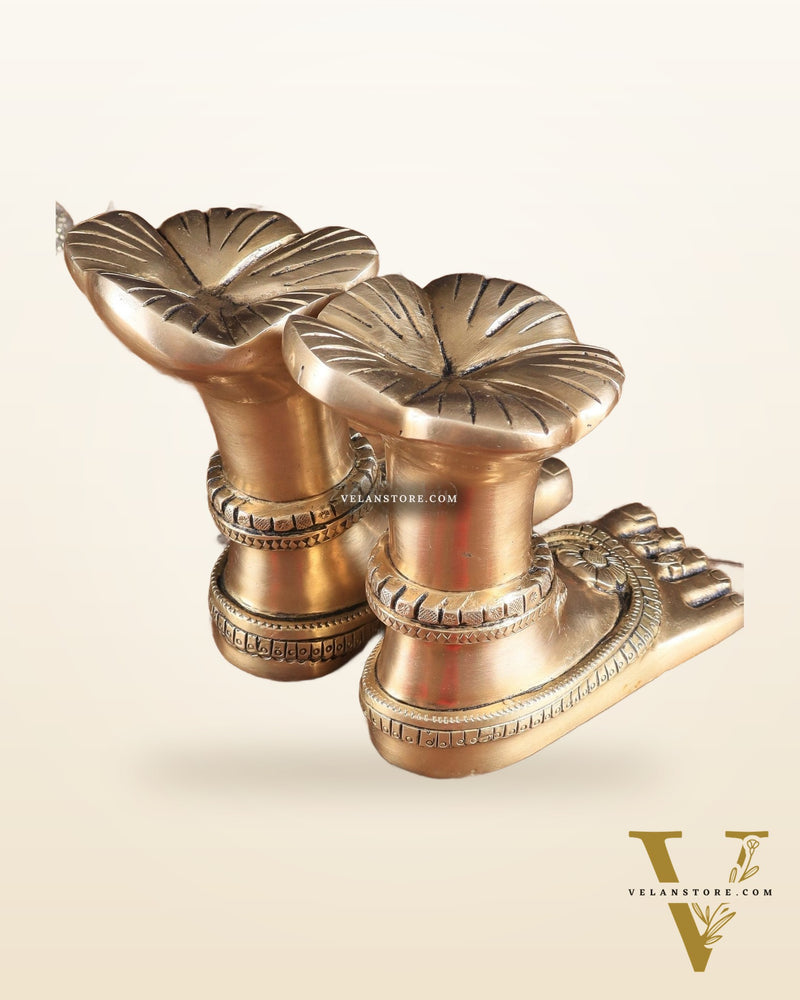 Pure Brass Goddess Lakshmi Charan (Holy Feet) Idol
