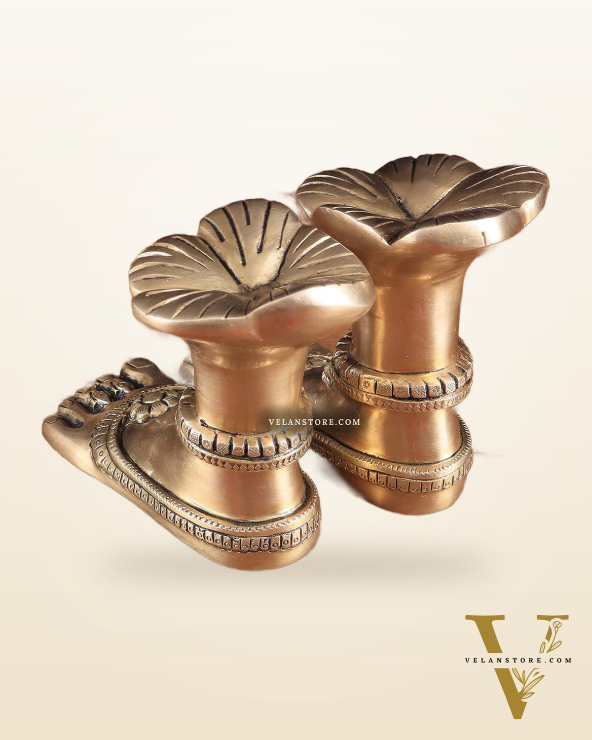 Pure Brass Goddess Lakshmi Charan (Holy Feet) Idol
