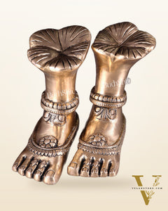 Pure Brass Goddess Lakshmi Charan (Holy Feet) Idol