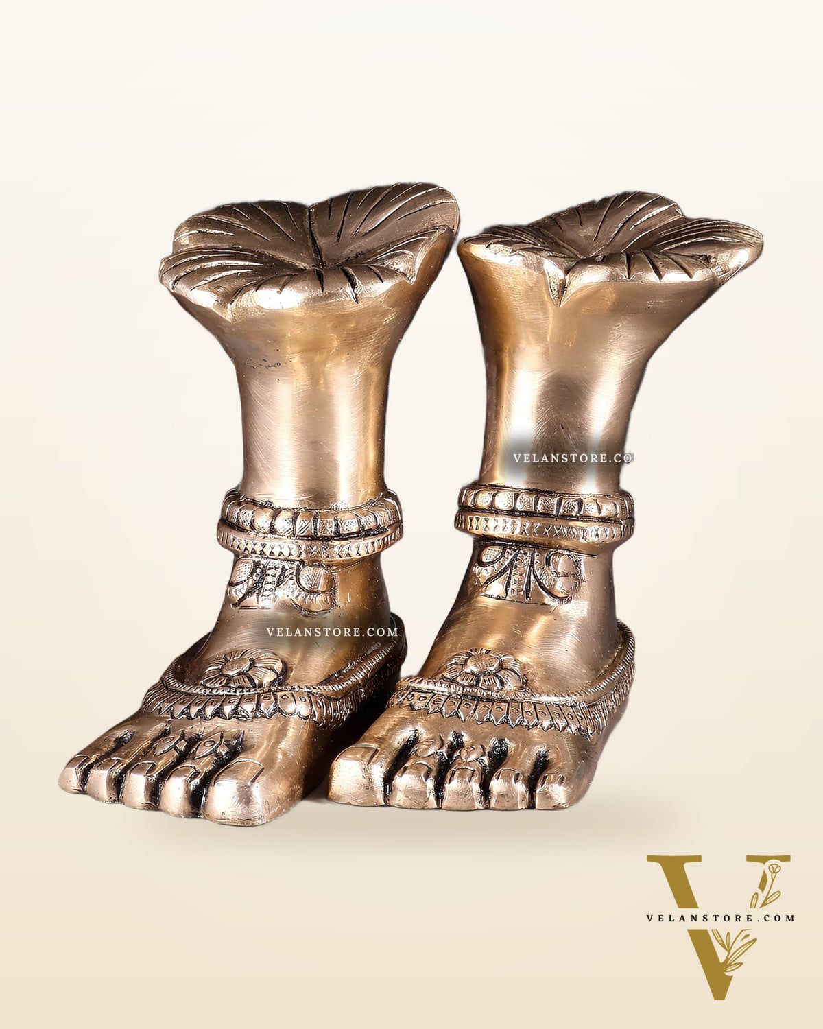 Pure Brass Goddess Lakshmi Charan (Holy Feet) Idol