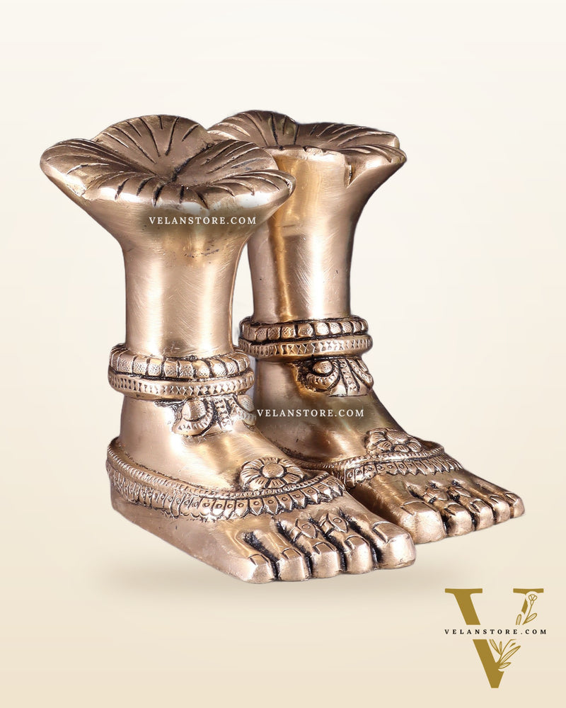 Pure Brass Goddess Lakshmi Charan (Holy Feet) Idol