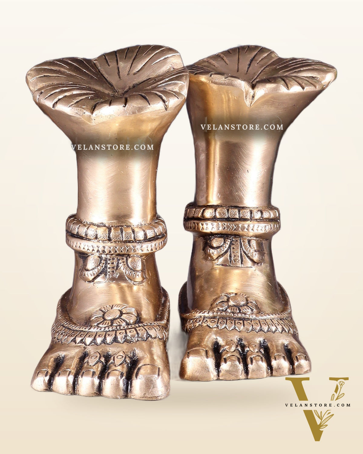 Pure Brass Goddess Lakshmi Charan (Holy Feet) Idol