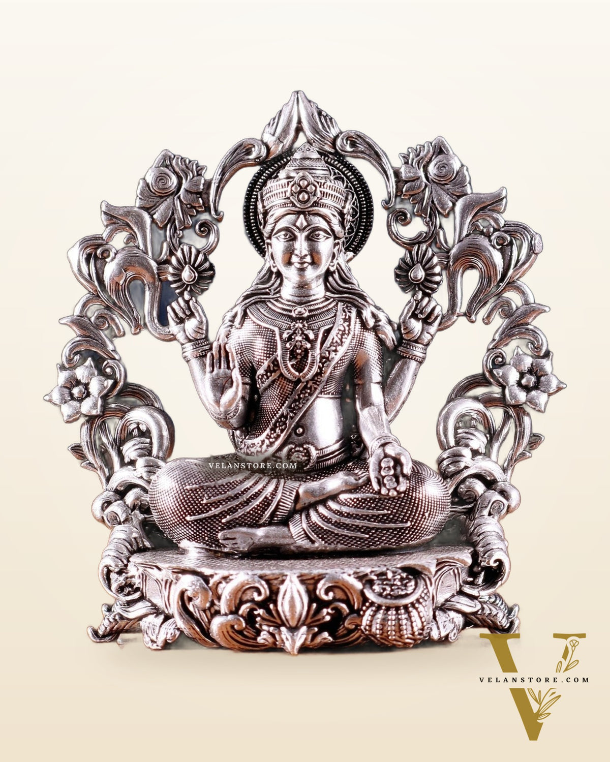 Pure Brass Goddess Lakshmi Idol silver plated – 4” superfine