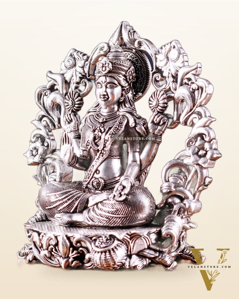 Pure Brass Goddess Lakshmi Idol silver plated – 4” superfine