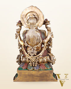 Pure Brass Goddess Lakshmi Idol with Jewellers Meenakari 18"