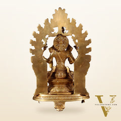 Pure Brass Goddess Lakshmi Idol with Prabhavali | 12 Inch