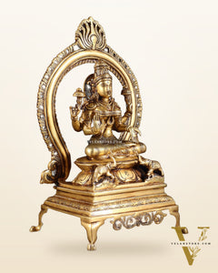 Pure Brass Goddess Lakshmi Idol with Prabhavali | 13 Inch