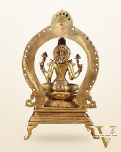 Pure Brass Goddess Lakshmi Idol with Prabhavali | 13 Inch