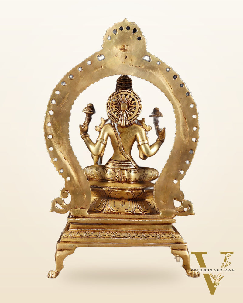 Pure Brass Goddess Lakshmi Idol with Prabhavali | 13 Inch