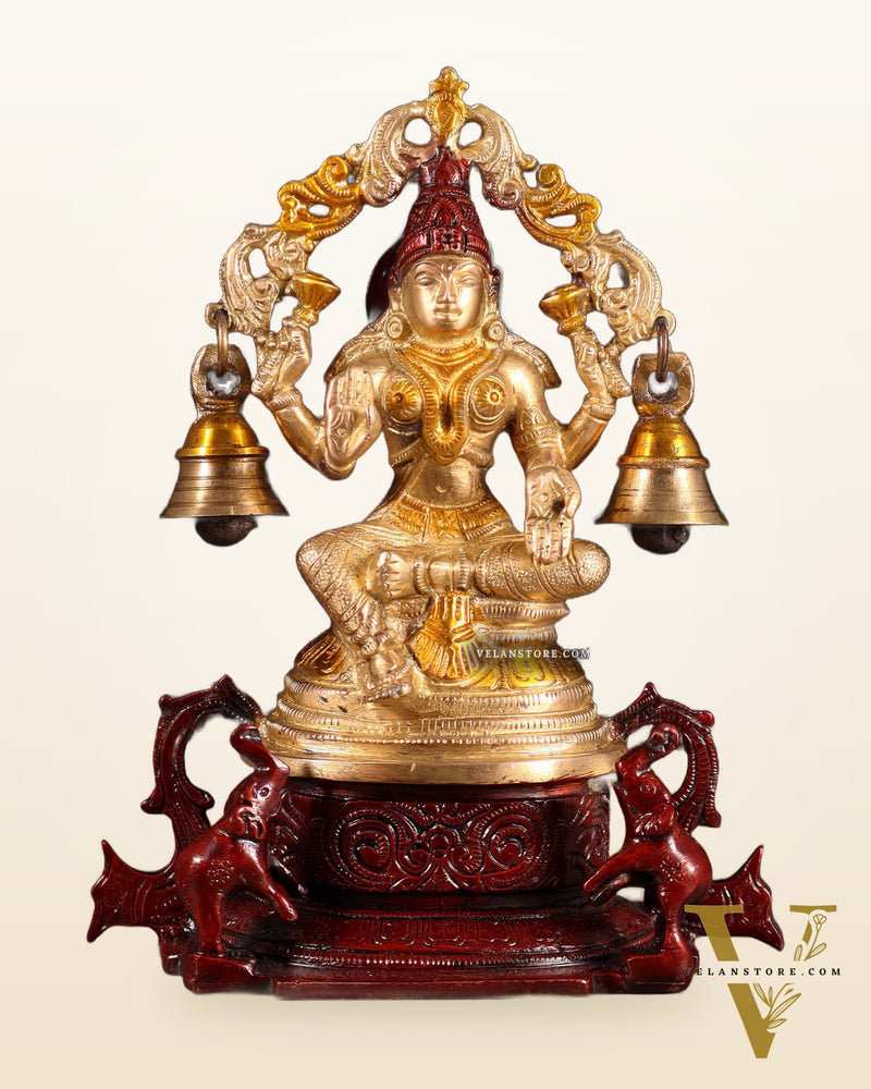 Pure Brass Goddess Lakshmi Idol with Prabhavali 8.2"
