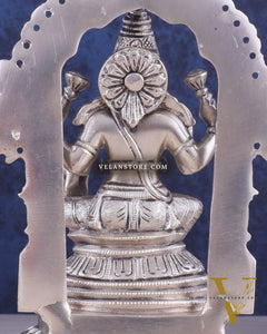 Pure Brass Goddess Lakshmi Seated on a Throne – Silver Plated Idol 8"