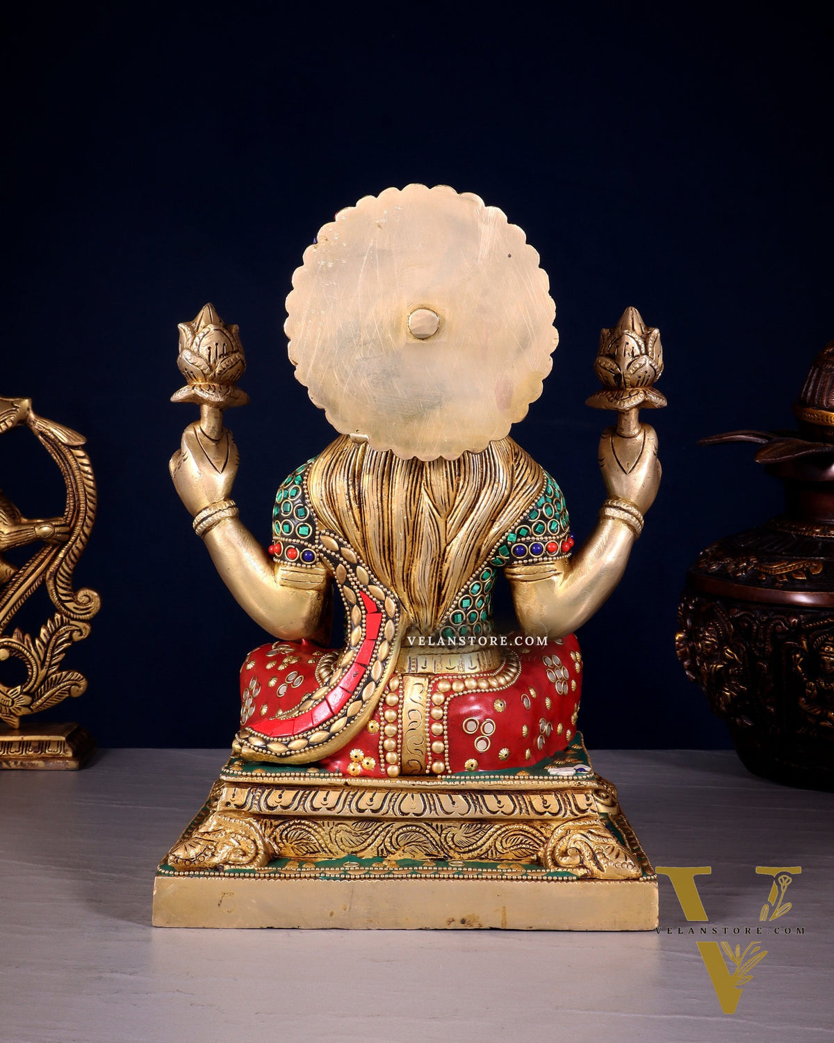 Pure Brass Goddess Lakshmi Statue 12 Inch multicolour