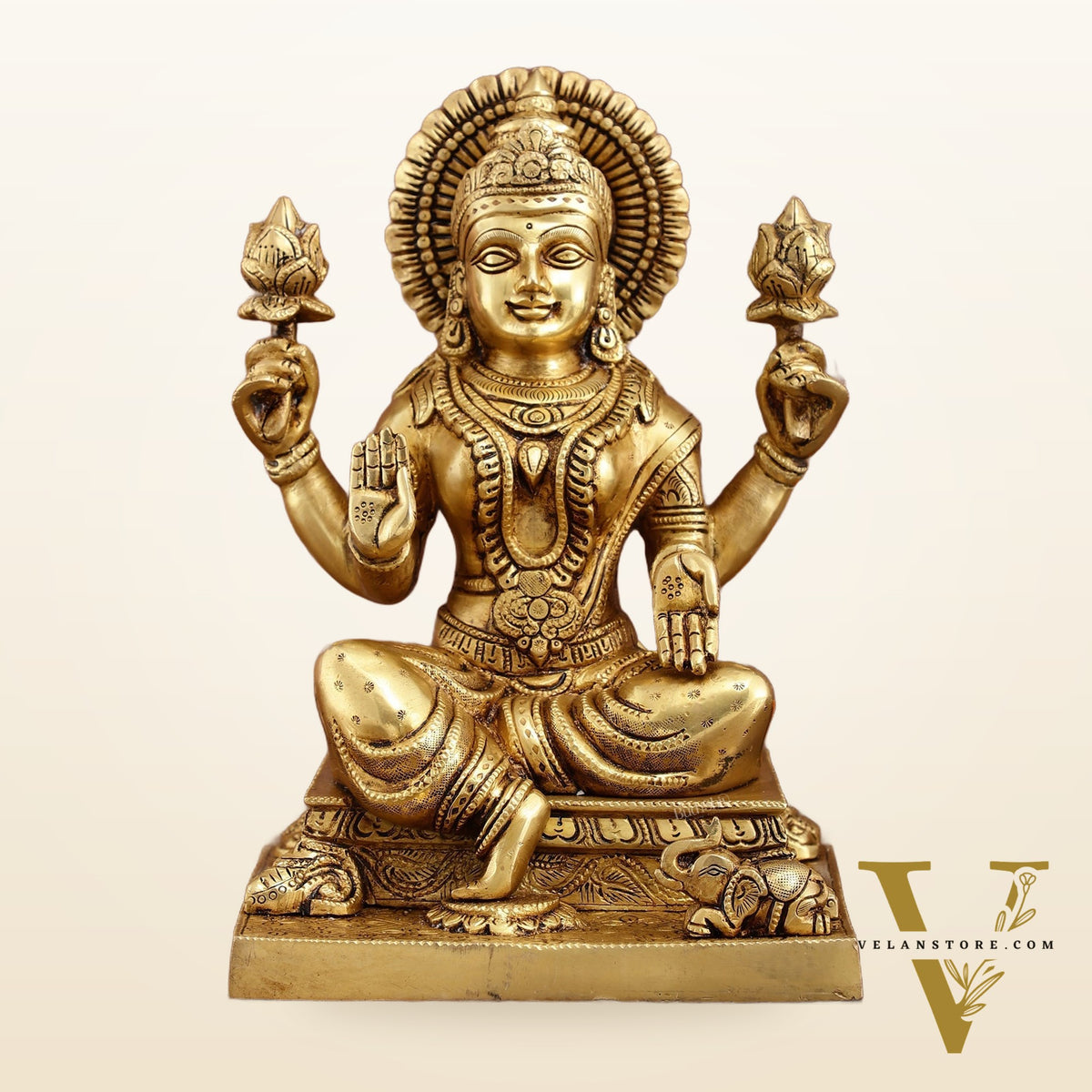 Pure Brass Goddess Lakshmi Statue 12 Inches | Symbol of Prosperity