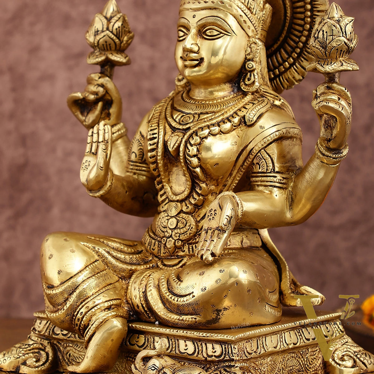 Pure Brass Goddess Lakshmi Statue 12 Inches | Symbol of Prosperity