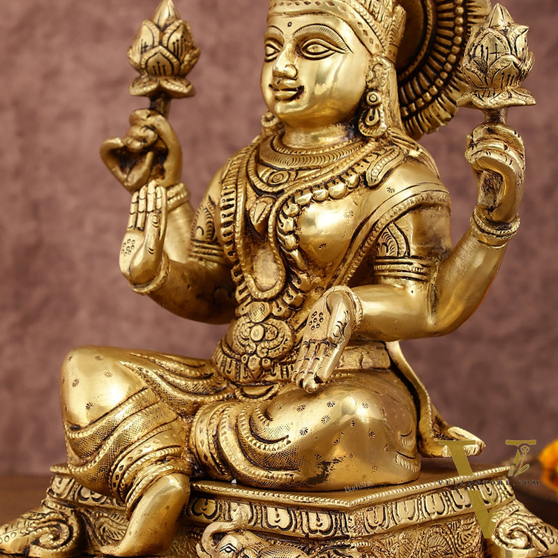 Pure Brass Goddess Lakshmi Statue 12 Inches | Symbol of Prosperity