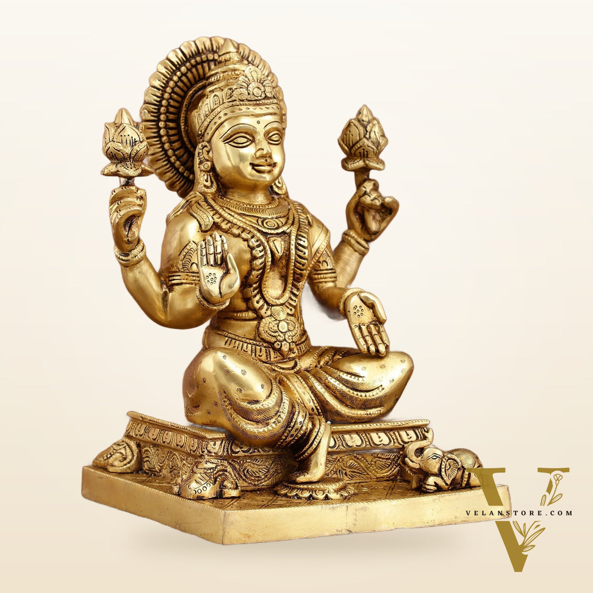 Pure Brass Goddess Lakshmi Statue 12 Inches | Symbol of Prosperity