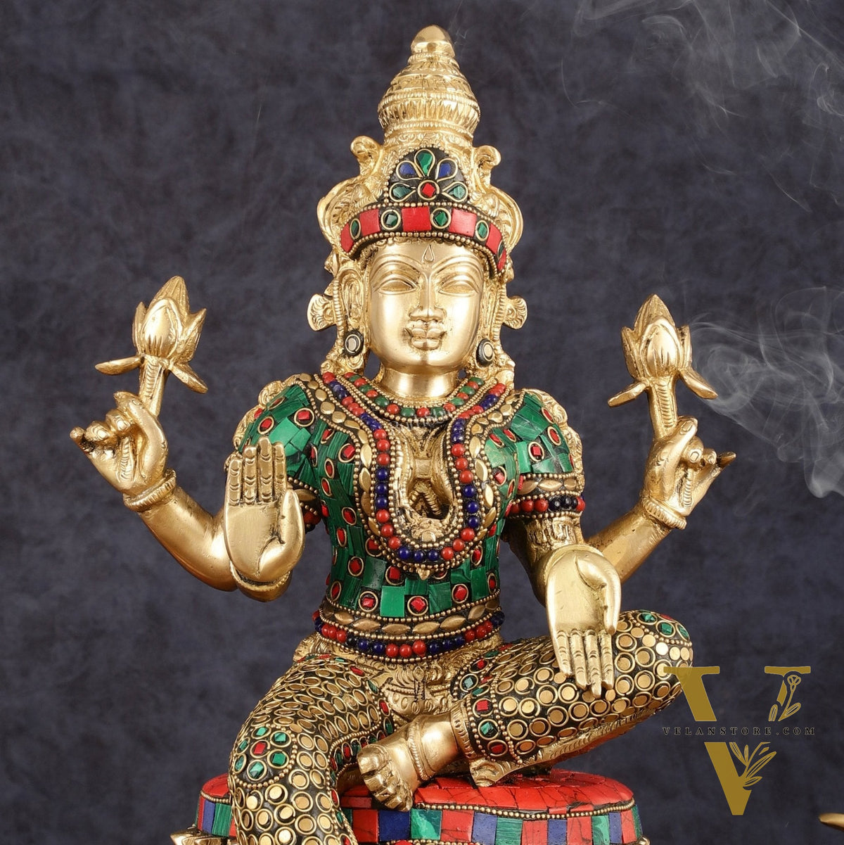Pure Brass Goddess Lakshmi Statue - 14.5"