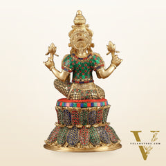 Pure Brass Goddess Lakshmi Statue - 14.5"