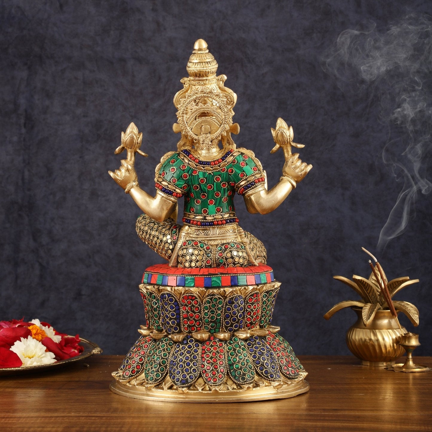 Pure Brass Goddess Lakshmi Statue - 14.5"