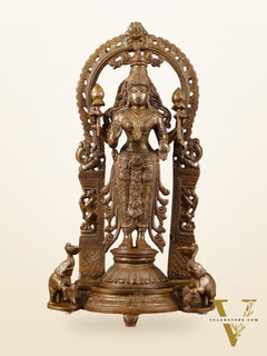 Pure Brass Goddess Lakshmi Statue with Elephants 16"