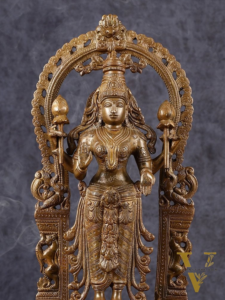 Pure Brass Goddess Lakshmi Statue with Elephants 16"