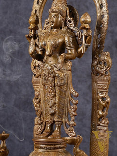 Pure Brass Goddess Lakshmi Statue with Elephants 16"