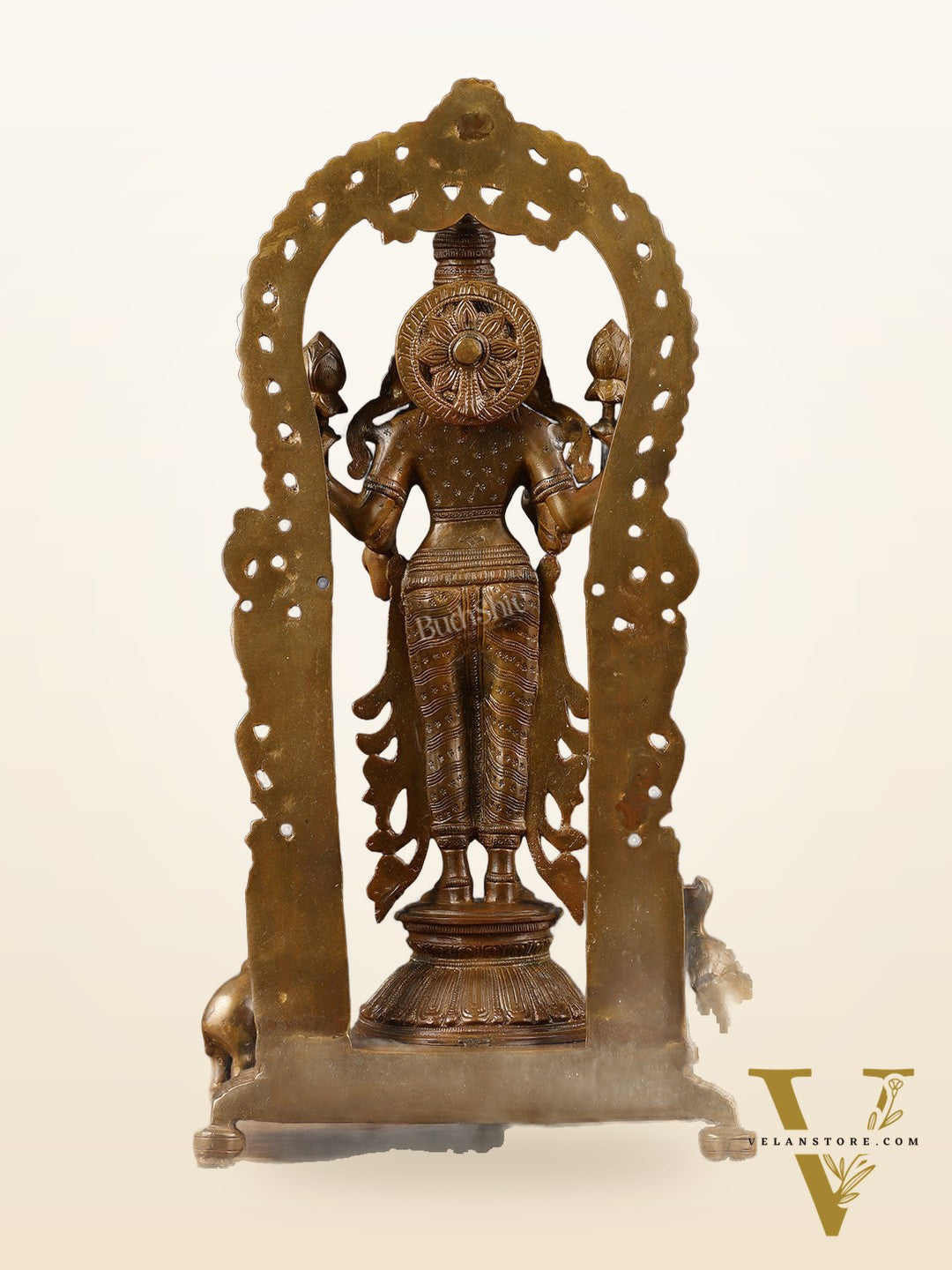 Pure Brass Goddess Lakshmi Statue with Elephants 16"