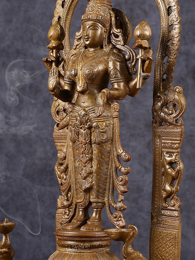 Pure Brass Goddess Lakshmi Statue with Elephants 16"