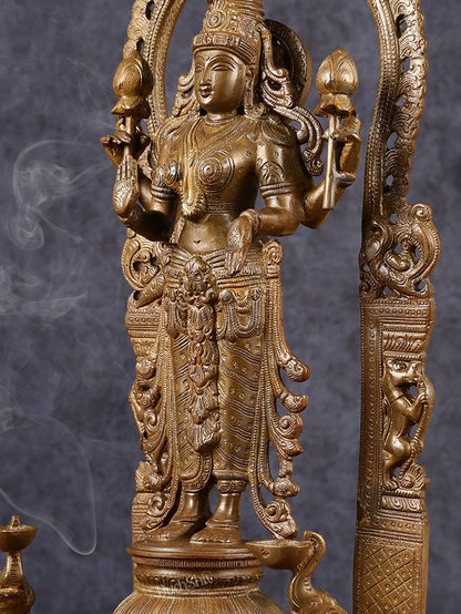 Pure Brass Goddess Lakshmi Statue with Elephants 16"