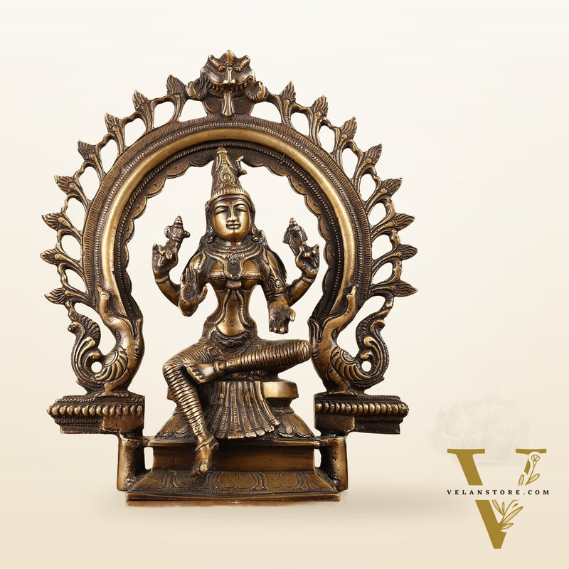 Pure Brass Goddess Lakshmi with Prabhaval Idol 10"