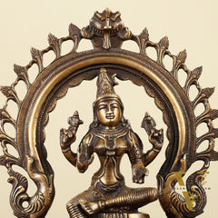 Pure Brass Goddess Lakshmi with Prabhaval Idol 10"