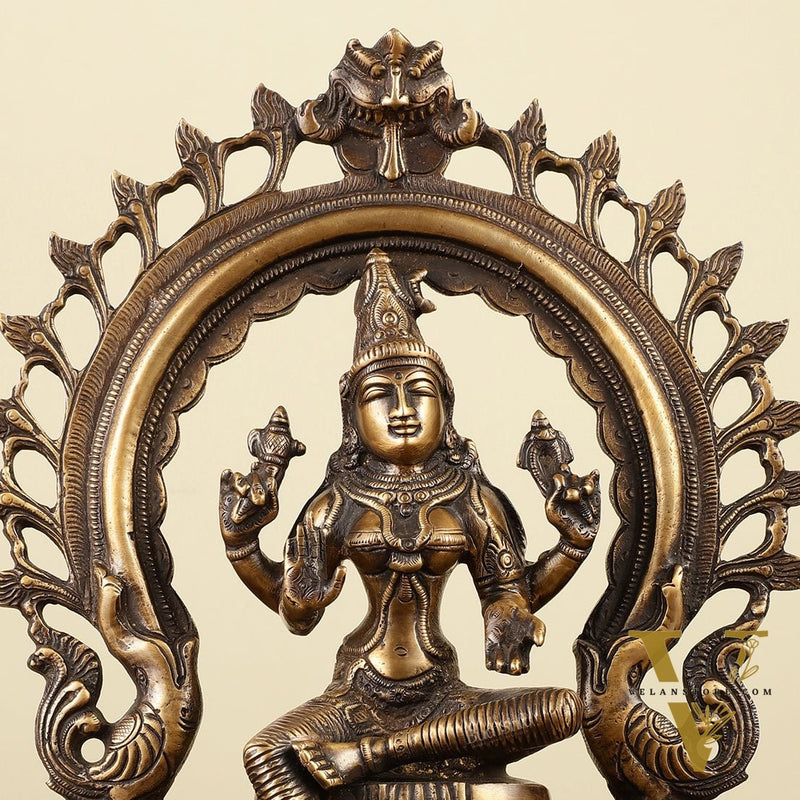 Pure Brass Goddess Lakshmi with Prabhaval Idol 10"