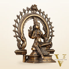 Pure Brass Goddess Lakshmi with Prabhaval Idol 10"