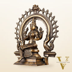 Pure Brass Goddess Lakshmi with Prabhaval Idol 10"