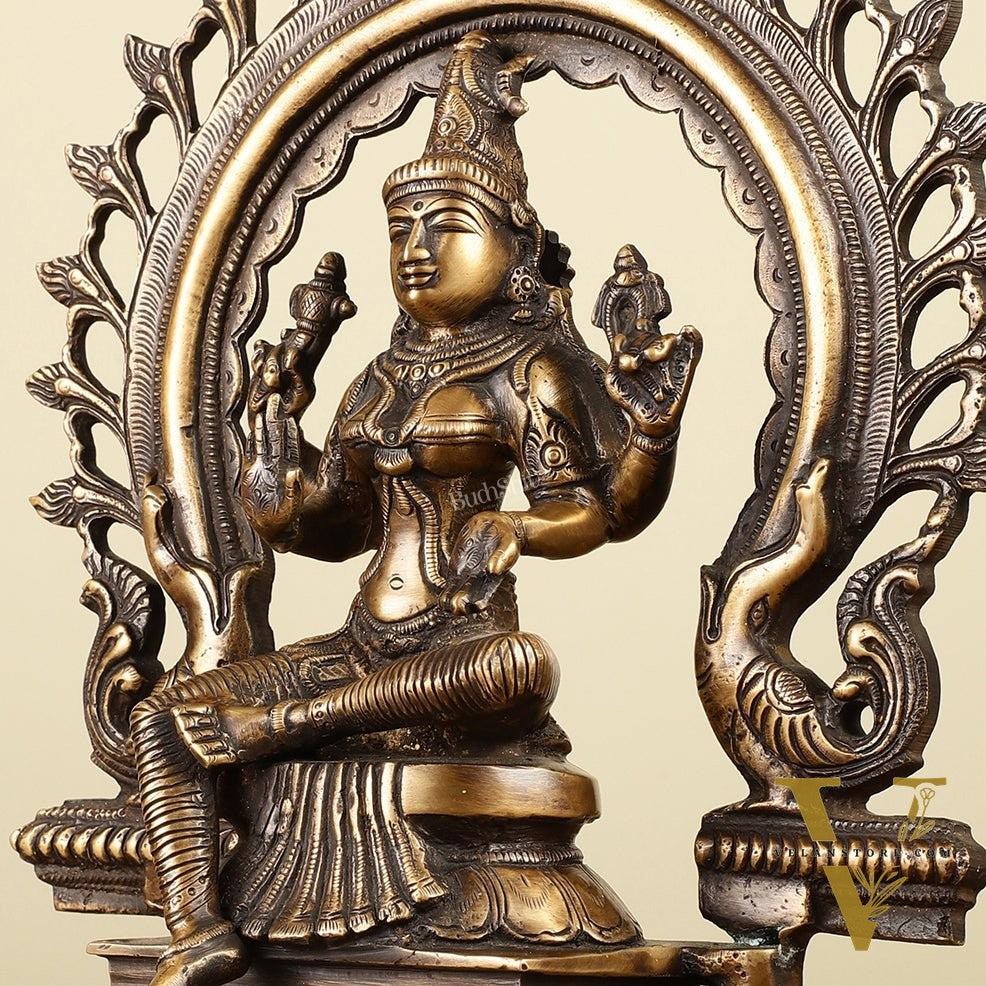 Pure Brass Goddess Lakshmi with Prabhaval Idol 10"