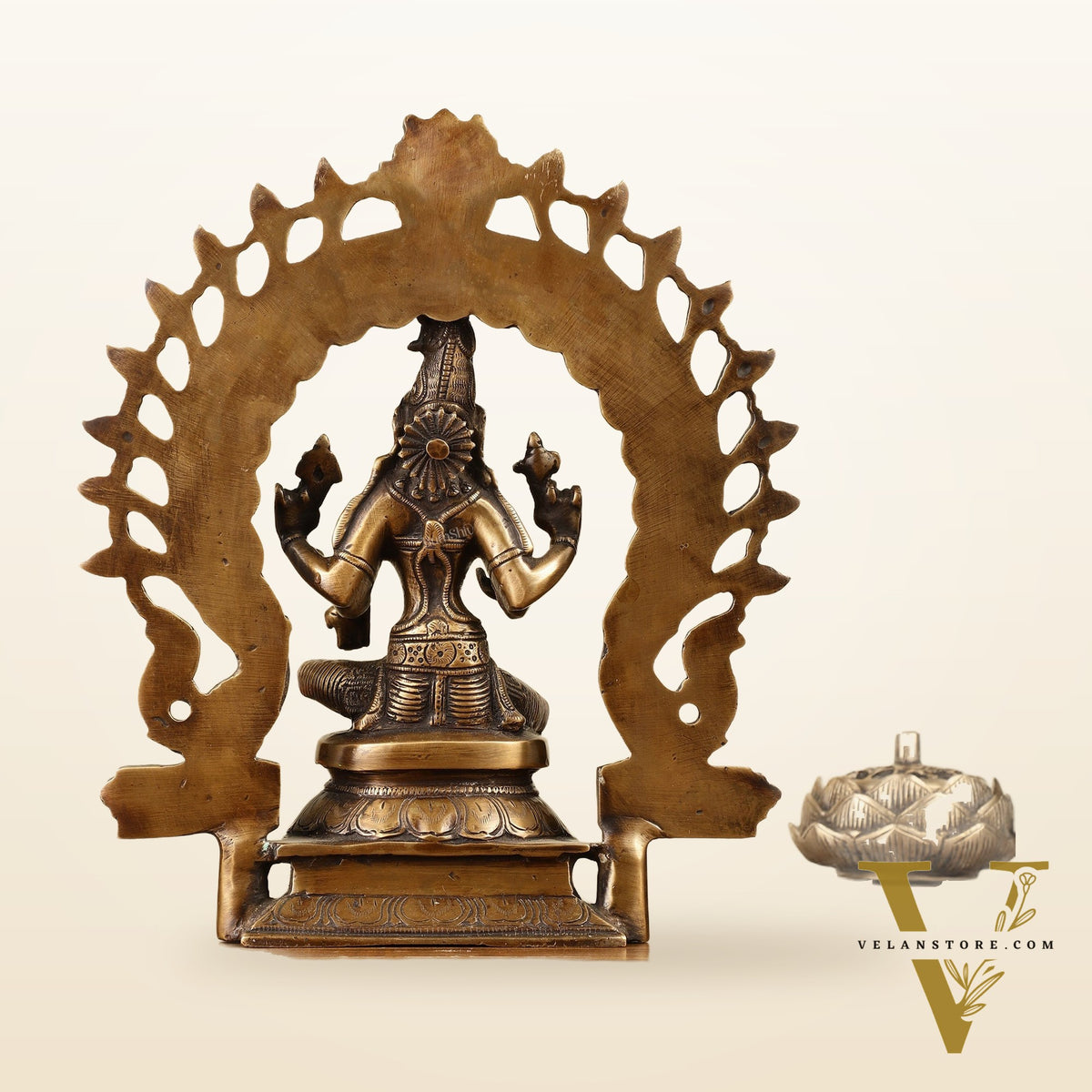Pure Brass Goddess Lakshmi with Prabhaval Idol 10"