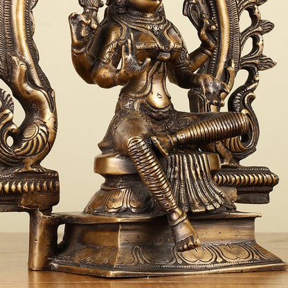 Pure Brass Goddess Lakshmi with Prabhaval Idol 10"