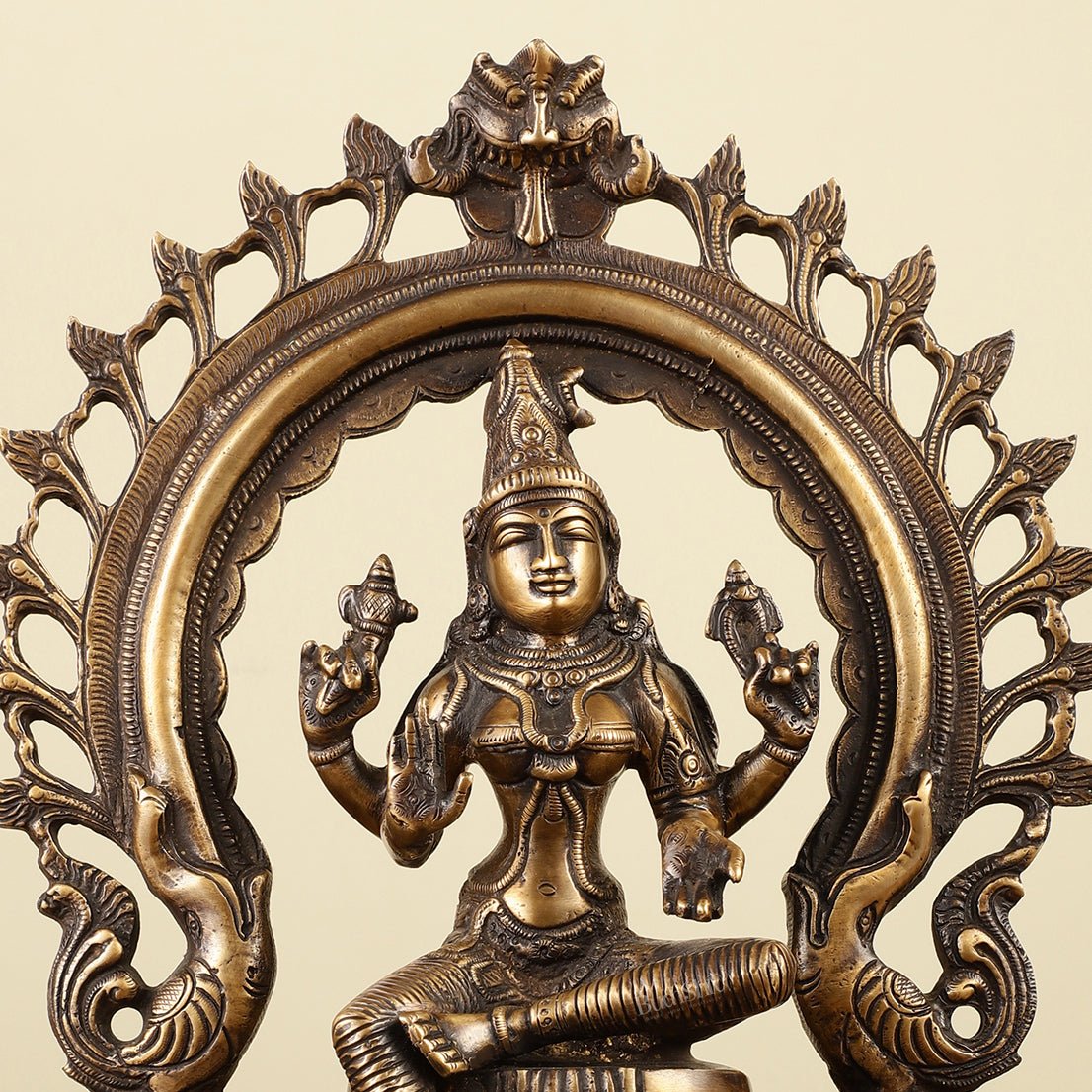 Pure Brass Goddess Lakshmi with Prabhaval Idol 10"