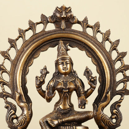 Pure Brass Goddess Lakshmi with Prabhaval Idol 10"