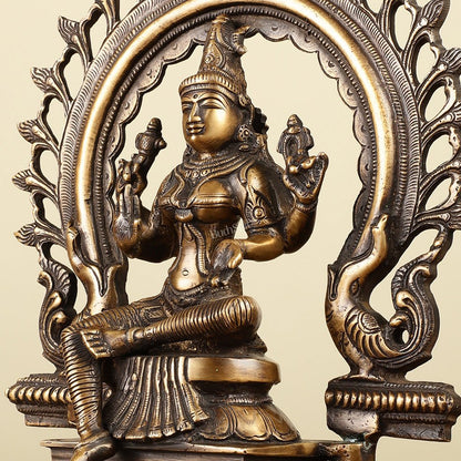 Pure Brass Goddess Lakshmi with Prabhaval Idol 10"