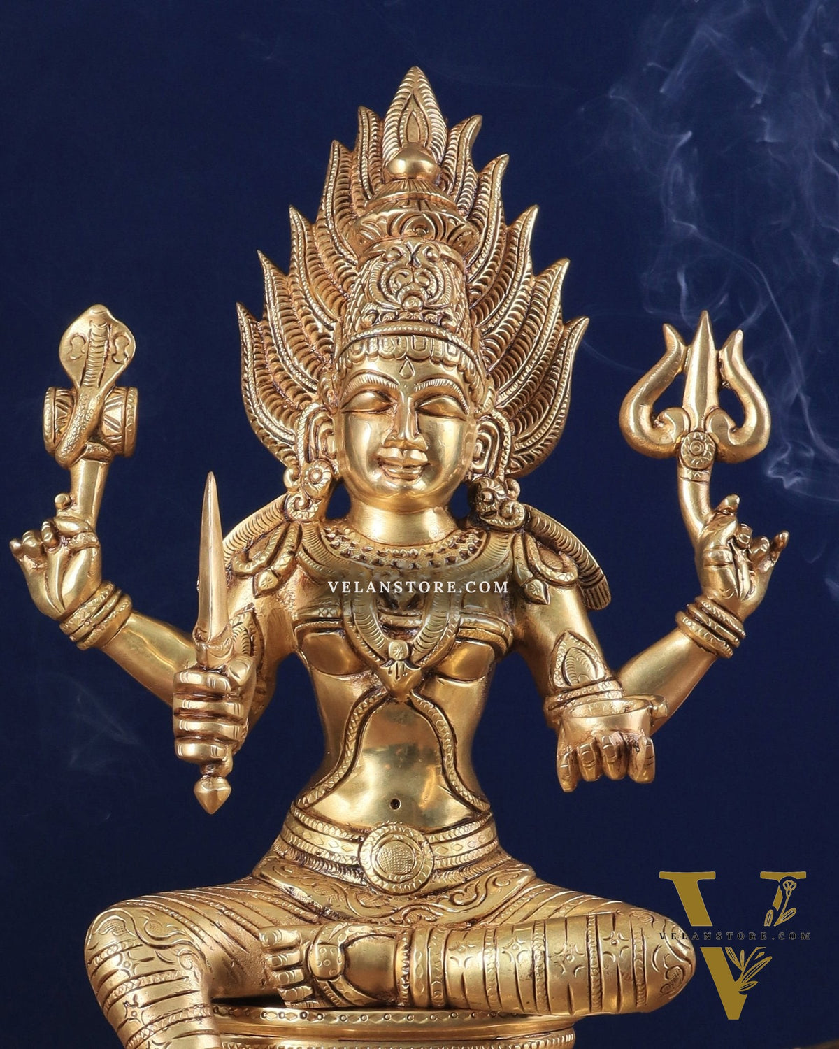 Pure Brass Goddess Mariamman angalamman Statue 13"