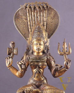 Pure Brass Goddess Mariamman Statue – Hindu Goddess of Rain 19"