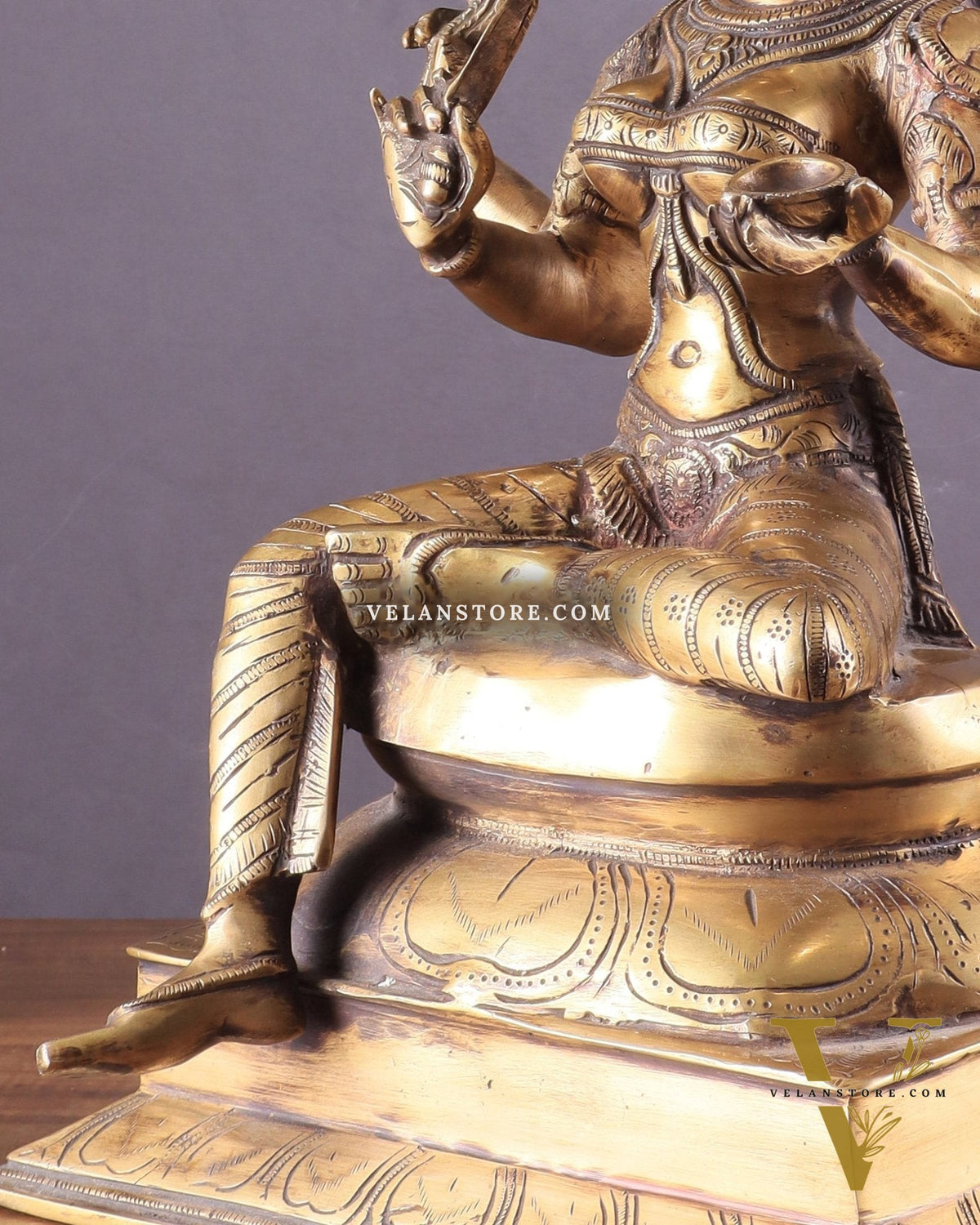 Pure Brass Goddess Mariamman Statue – Hindu Goddess of Rain 19"