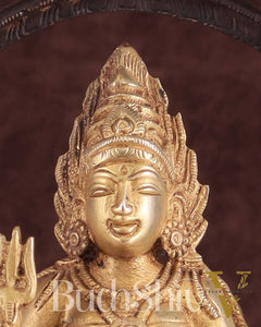 Pure Brass Goddess Mariamman with Prabhavali - Dual Copper Tone - 9"