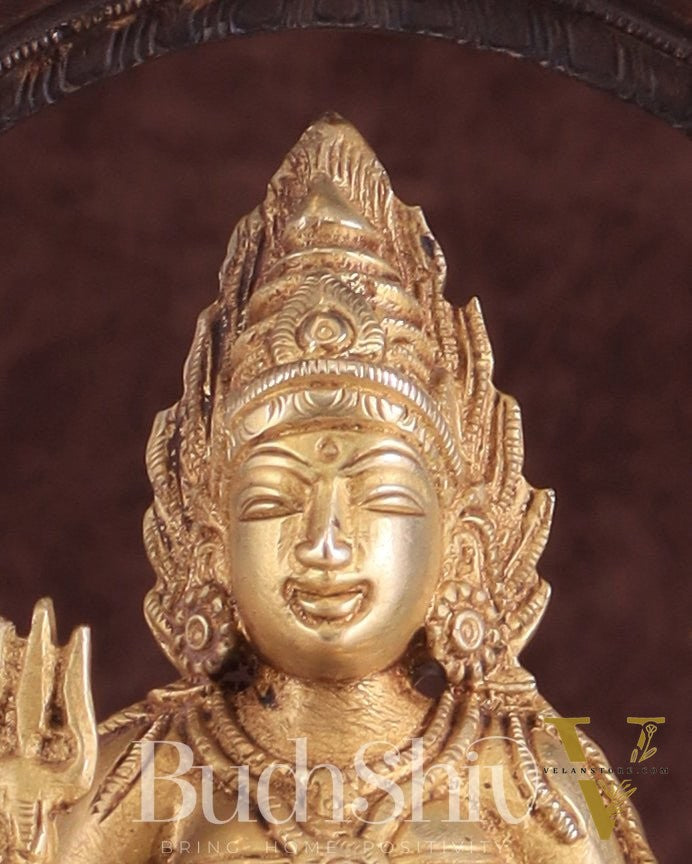 Pure Brass Goddess Mariamman with Prabhavali - Dual Copper Tone - 9"
