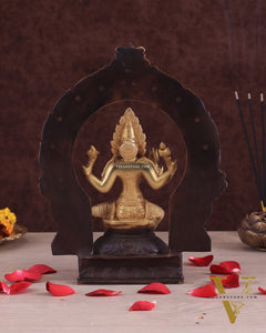 Pure Brass Goddess Mariamman with Prabhavali - Dual Copper Tone - 9"